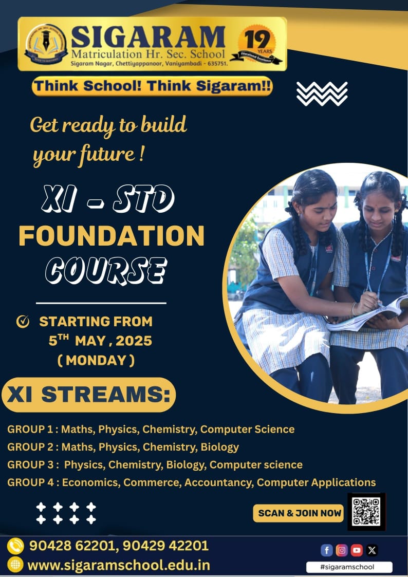 Foundation course for XIth std on 5th May 2025
